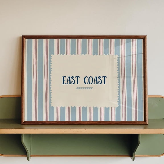 East Coast Wall Art Print: vintage striped coastal Beachy farmhouse decor