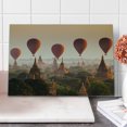 thumbnail image 1 of East Cutting Board, Hot Air Balloon over Plain of Bagan Misty Morning Myanmar Famous Heritage, Decorative Tempered Glass Cutting and Serving Board, Large Size, Peach Orange Cinnamon, by Ambesonne, 1 of 5