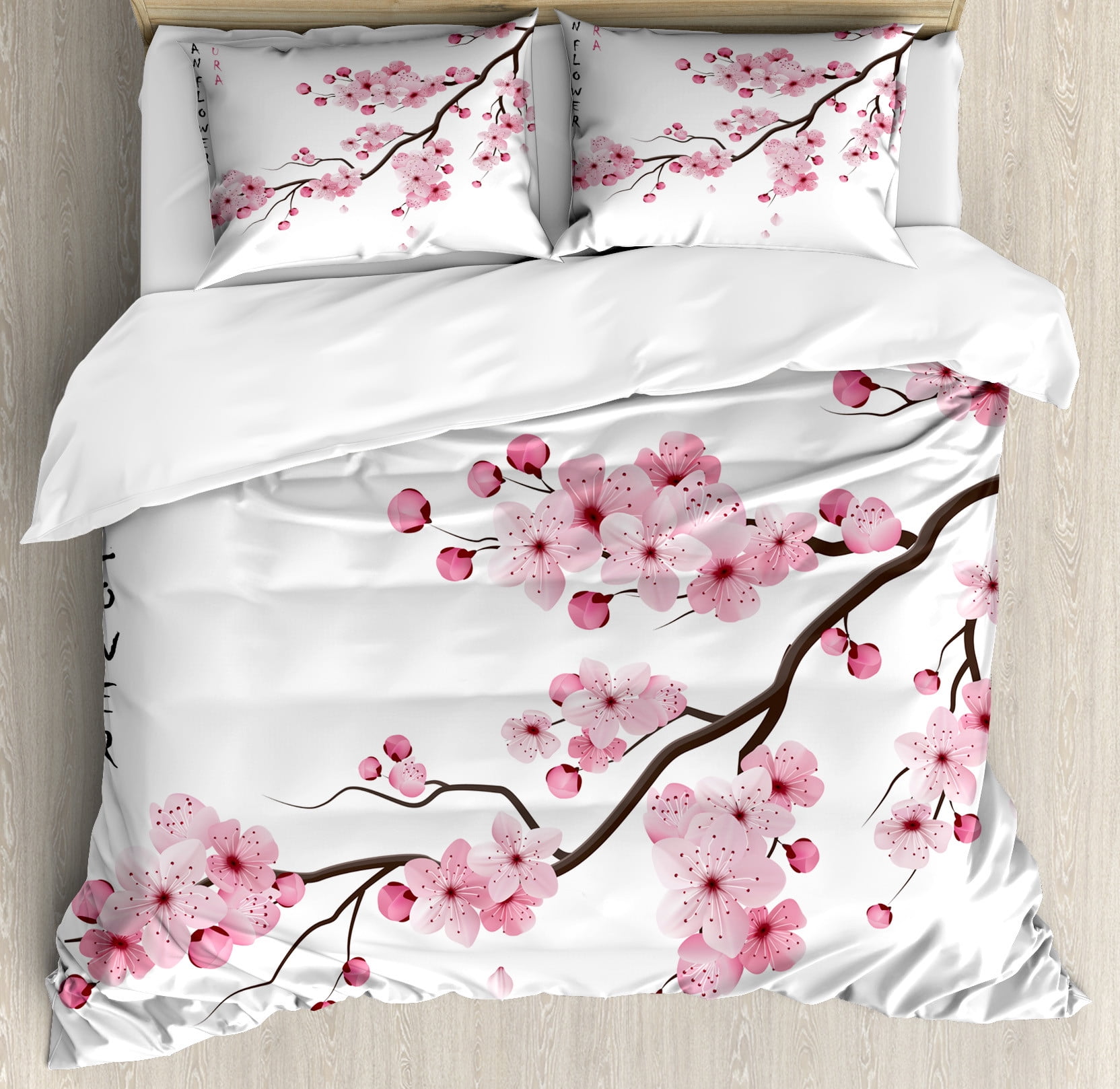 King Pink and White Floral Duvet Cover Set
