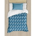 thumbnail image 1 of East Duvet Cover Set, Ocean Waves Inspired Art in Japanese Style Illustration Oriental Curvy Cultural, Decorative 2 Piece Bedding Set with 1 Pillow Shams, Twin Size, Blue White, by Ambesonne, 1 of 3