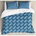 thumbnail image 1 of East Duvet Cover Set, Ocean Waves Inspired Art in Japanese Style Illustration Oriental Curvy Cultural, Decorative 3 Piece Bedding Set with 2 Pillow Shams, King Size, Blue White, by Ambesonne, 1 of 3