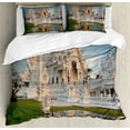 thumbnail image 1 of East Duvet Cover Set, Palace Formed Building with Ornate Royal Curving Located in North History, Decorative 3 Piece Bedding Set with 2 Pillow Shams, Calking Size, White Green Blue, by Ambesonne, 1 of 3