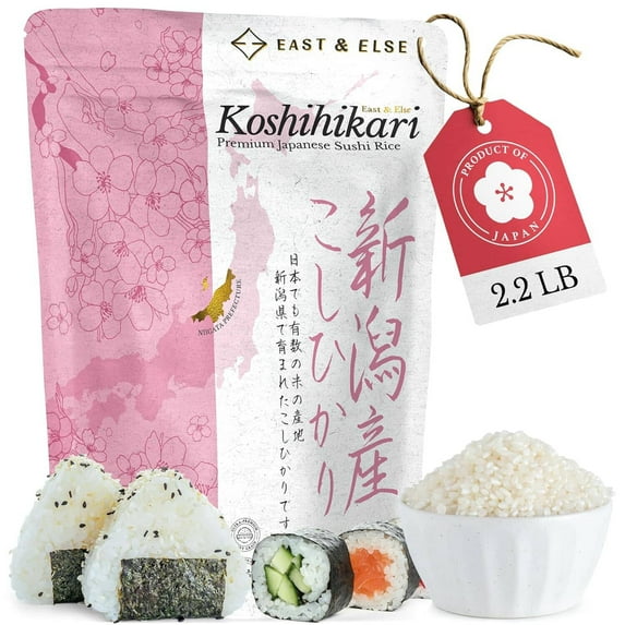East and Else Koshihikari Japanese Short Grain Sushi Rice, 2.2 lb Bag