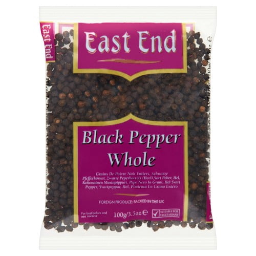 East End Black Pepper Whole 100g, British Import (Pack of 2)