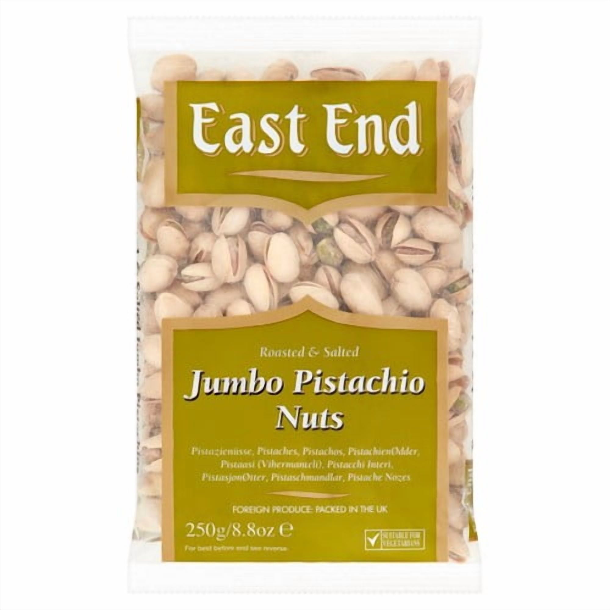 East End Jumbo Salted Pistachios 250g, British Import (Pack of 3)