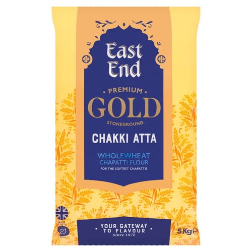 East End Premium Gold Chakki Atta Chapatti Flour 5kg, British Import (Pack of 2)