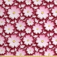 thumbnail image 1 of East Fabric by the Yard, Abstract Romantic Floral Arrangement 3D Style Japanese Cherry Tree Flowers, Decorative Upholstery Fabric for Sofas and Home Accents, Pink Yellow Maroon by Ambesonne, 1 of 4