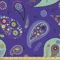 thumbnail image 1 of East Fabric by the Yard, Cultural Paisley Ornate Traditional Folk Design Oriental Motifs Blobs Leaves, Decorative Upholstery Fabric for Sofas and Home Accents, Violet Multicolor by Ambesonne, 1 of 5