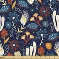 thumbnail image 1 of East Fabric by the Yard, Floral Theme Japanese Flowers Colorful Abstract Background with Blossom, Decorative Upholstery Fabric for Chairs & Home Accents, Night Blue Multicolor by Ambesonne, 1 of 5