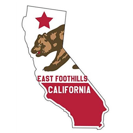 East Foothills California 4 Inch State Shape Vinyl Decal Sticker