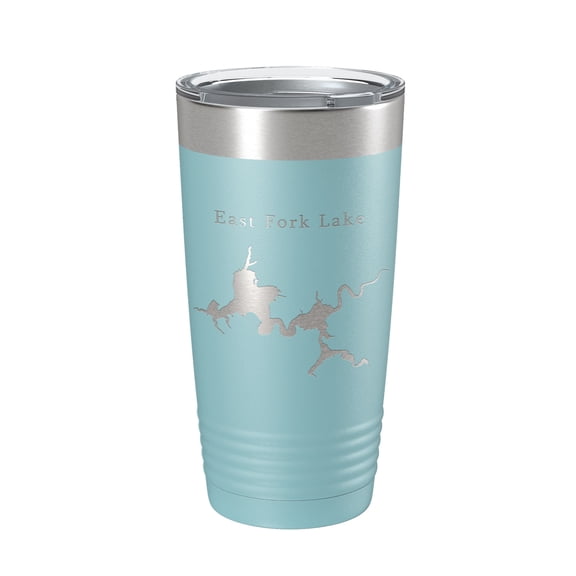 East Fork Lake Map Tumbler Travel Mug Insulated Laser Engraved Coffee Cup Ohio 20 oz Light Blue