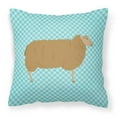thumbnail image 1 of East Friesian Sheep Blue Check Fabric Decorative Pillow, 1 of 4