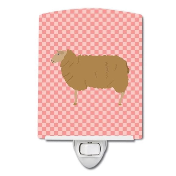 East Friesian Sheep Pink Check Ceramic Night Light