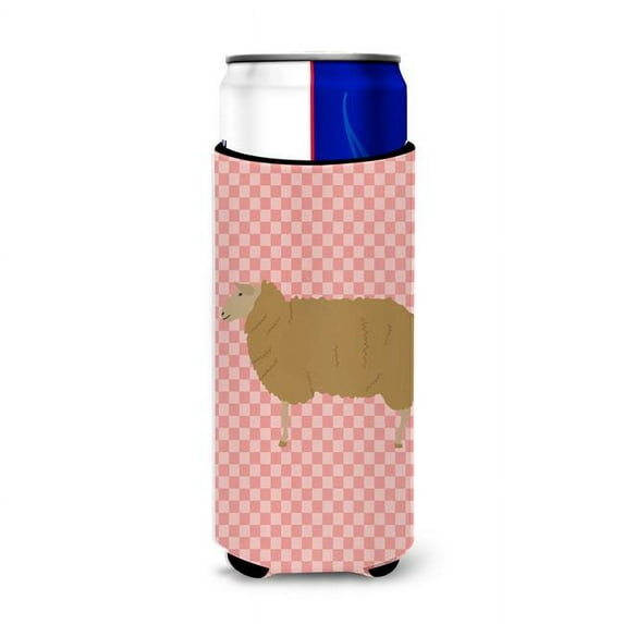 East Friesian Sheep Pink Check Michelob Ultra Hugger for Slim Cans - Pink Check