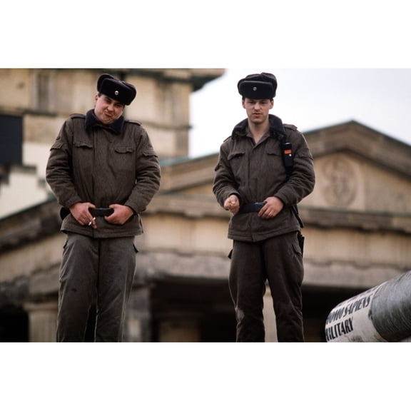 East German Guards At Ease Atop The Berlin Wall At The Brandenburg Gate The East-West Berlin Border On Dec. 22 1989.