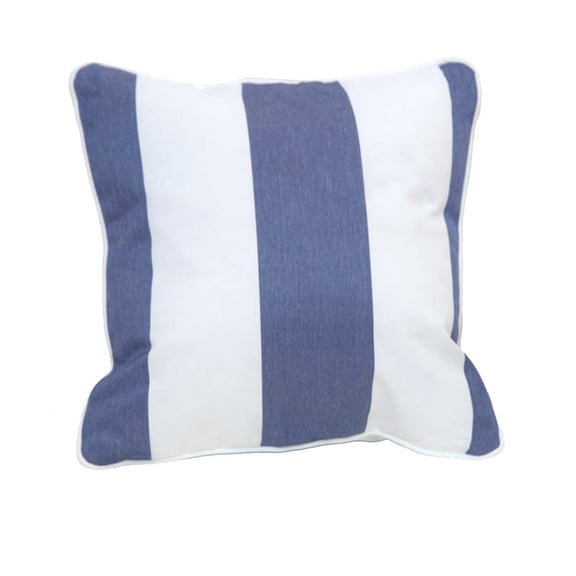 East Green 14 x 14" Square Outdoor Accent Pillow, Soft Blue Stripe