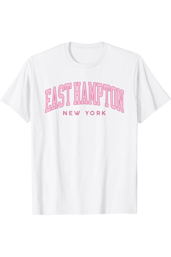 East Hampton New York Pink Retro Coastal T Shirt All Size S-5XL