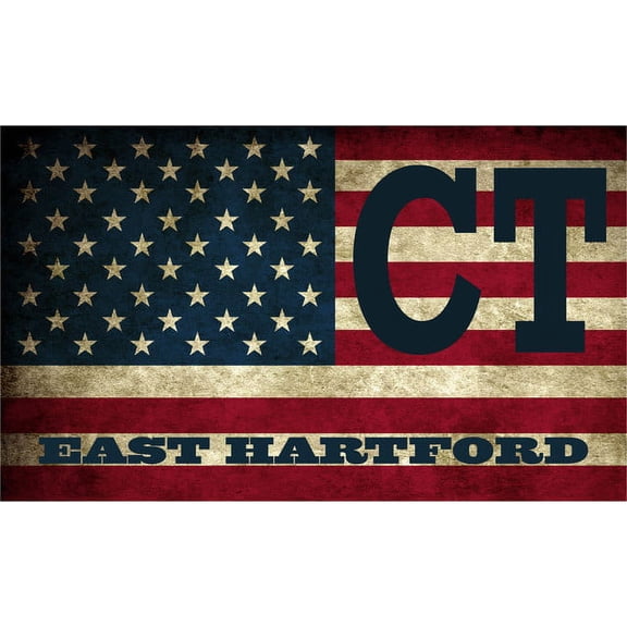 East Hartford CT Connecticut Hartford County Vintage US Flag Decal Bumper Sticker 3M Vinyl 3" x 5"
