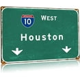 thumbnail image 1 of East Houston Metal Tin Sign Interstate 10 Direction Sign Airport Highway Iron Sheet Plaques Bar Club Restaurant Garage Wall Decor 12x16 Inches, 1 of 5