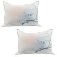 thumbnail image 1 of East Knitted Quilt Pillowcover Set of 2, Winter Landscape with Crane on Tree Branch Bird Nature Themed Monochrome Art Print, Standard Queen Pillow Sham Bedroom, 30" x 20", Blue Pink, by Ambesonne, 1 of 1