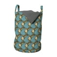 thumbnail image 1 of East Laundry Bag, Ethnic Japanese Fish Traditional Aquarium Animals Fins Marine Design, Basket with Handles Drawstring Closure for Laundromats, 13" x 19", Dark Turquoise Multicolor, by Ambesonne, 1 of 4