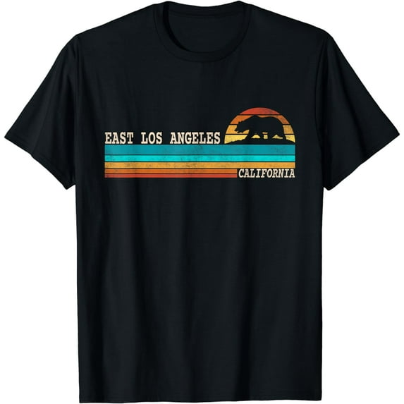 East Los Angeles California State Bear Retro Sunset T-Shirt