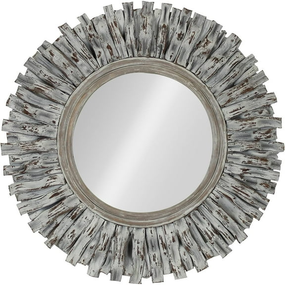East at Main Indigo Road by Egypt Sherrod Hapsala Rattan Round Starburst, 30" Handcrafted Decorative Mirror with Sustainable Rattan Frame, Available in Brown or Whitewash Finish (White Wash)