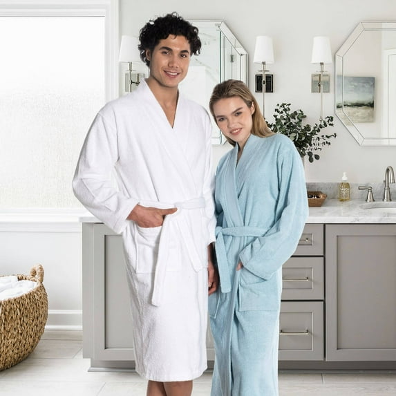 East'N Blue Kimono Turkish Cotton Unisex Bathrobe - Baby Blue - MD (Pack of 1)