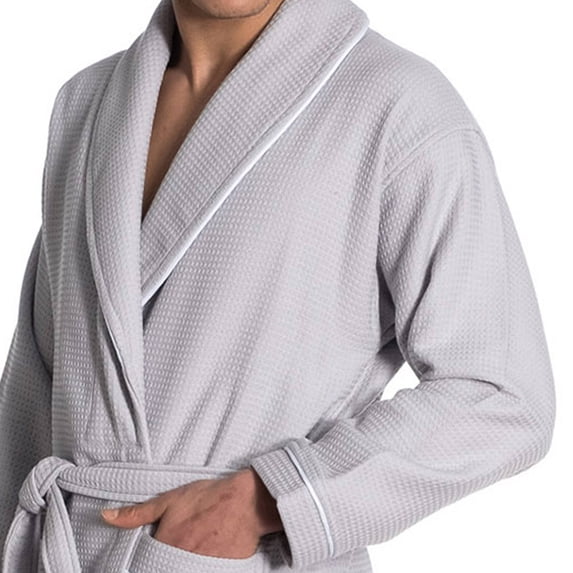 East'N Blue Waffle Terry Turkish Cotton Unisex Bathrobe - Light Grey - LG (Pack of 1)