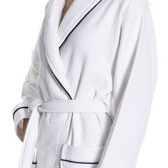 East'N Blue Waffle Terry Turkish Cotton Unisex Bathrobe - White - LG (Pack of 1)