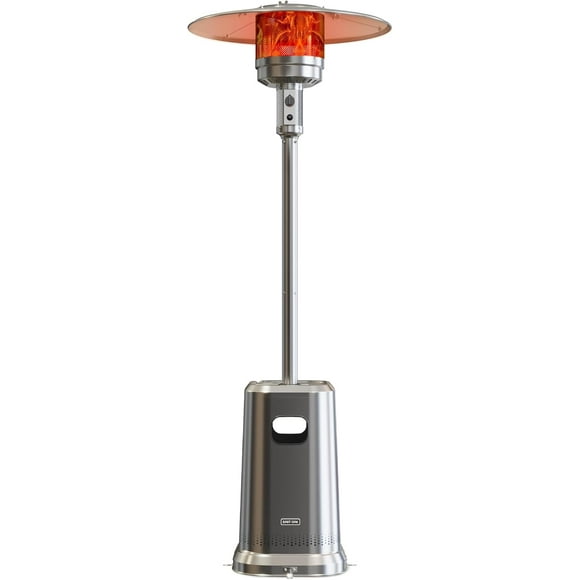 EAST OAK Anti-rust 50,000 BTU Patio Heater for Outdoor Use With Double-Layer Stainless Steel Burner, Table Design and Wheels, Propane Patio Heater for Home and Commercial, Stainless Steel