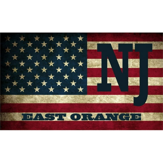 East Orange NJ New Jersey Essex County Vintage US Flag Decal Bumper Sticker 3M Vinyl 3" x 5"