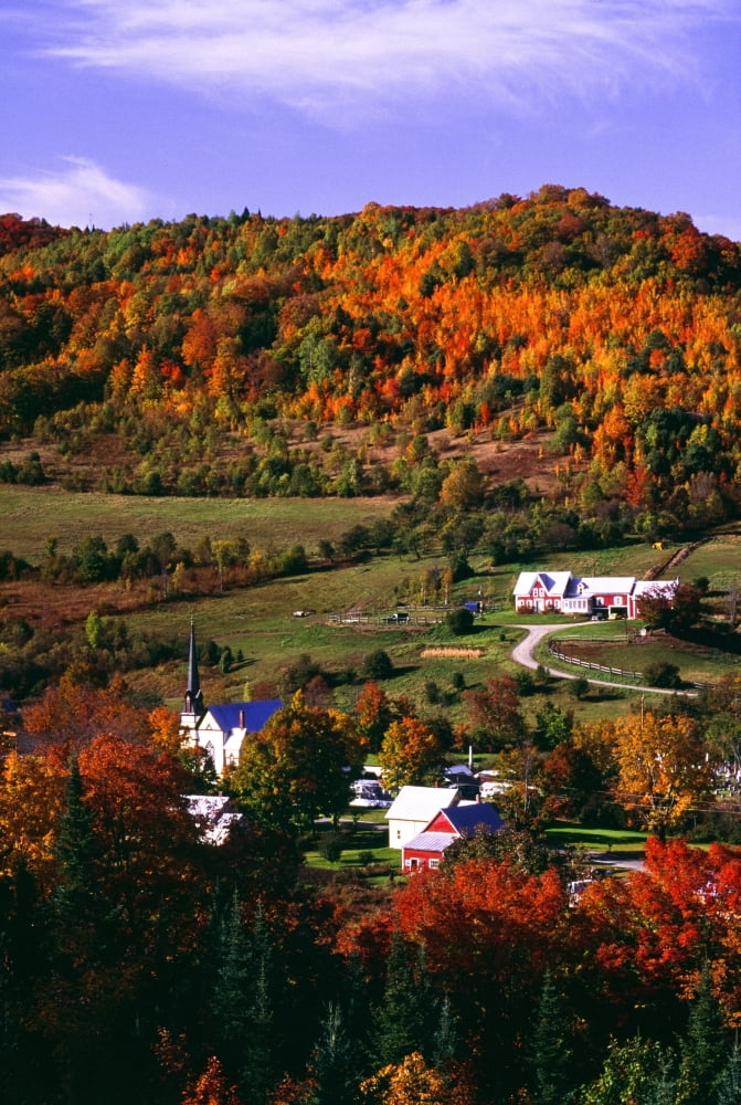 East Orange Village In Fall Vermont New England USA Canvas Art - Bilderbuch Design Pics (24 x 36)