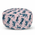 thumbnail image 1 of East Pouf Cover with Zipper, Art Print of Wildlife Tigers in Abstract Colors Dangerous Jungle Creatures, Soft Decorative Fabric Unstuffed Case, 30" W X 17.3" L, Sea Blue and Rose, by Ambesonne, 1 of 3