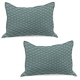 thumbnail image 1 of East Knitted Quilt Pillowcover Set of 2, Round with Abstract Ornament Motifs Tile, Standard Queen Pillow Sham Bedroom, 30" x 20", Yellow Green Turquoise, by Ambesonne, 1 of 1