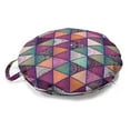 thumbnail image 1 of East Round Floor Cushion with Handle, Ethnic Floral Shabby Oriental Motifs in Geometric Triangles in Patchwork Style, Decorative Pillow for Living Room & Dorms, 18" Round, Multicolor, by Ambesonne, 1 of 4