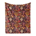 thumbnail image 1 of East Soft Flannel Fleece Throw Blanket, Ethnic Floral Theme Oriental Paisley Patterns with Plants Motif in Warm Tones, Cozy Plush for Indoor and Outdoor Use, 50" x 70", Multicolor, by Ambesonne, 1 of 5