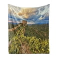 thumbnail image 1 of East Soft Flannel Fleece Throw Blanket, Exquisite Skyline on Classical Old Castle Wonder of the World Themed, Cozy Plush for Indoor and Outdoor Use, 50" x 60", Green Blue, by Ambesonne, 1 of 5