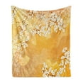 thumbnail image 1 of East Soft Flannel Fleece Throw Blanket, Japanese Cherry Blossom Sakura Tree Branches Blooms Artwork, Cozy Plush for Indoor and Outdoor Use, 50" x 60", Marigold and Cream, by Ambesonne, 1 of 6