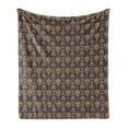 thumbnail image 1 of East Soft Flannel Fleece Throw Blanket, Oriental Antique Pattern Foliage Inspirations Geometrical Design, Cozy Plush for Indoor and Outdoor Use, 60" x 80", Yellow Purple, by Ambesonne, 1 of 5