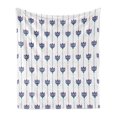 thumbnail image 1 of East Soft Flannel Fleece Throw Blanket, Ottoman Tiles Inspired Bohem Tulip Flowers and Polka Dots Image, Cozy Plush for Indoor and Outdoor Use, 50" x 70", Red Navy Blue and White, by Ambesonne, 1 of 6
