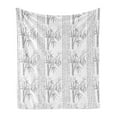 thumbnail image 1 of East Soft Flannel Fleece Throw Blanket, Repeating Hieroglyphs Bamboo Leaves Illustration on Plain Backdrop, Cozy Plush for Indoor and Outdoor Use, 50" x 60", White Pale Taupe, by Ambesonne, 1 of 5