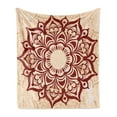 thumbnail image 1 of East Soft Flannel Fleece Throw Blanket, Round Cultural Ornament in Retro Style on Grunge Looking Backdrop, Cozy Plush for Indoor and Outdoor Use, 50" x 70", Peach and Ruby, by Ambesonne, 1 of 5