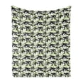 thumbnail image 1 of East Soft Flannel Fleece Throw Blanket, Silhouettes of Eastern Bamboo Leaves Classic Chinese Nature Romantic, Cozy Plush for Indoor and Outdoor Use, 70" x 90", Pale Green White, by Ambesonne, 1 of 5