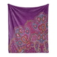 thumbnail image 1 of East Soft Flannel Fleece Throw Blanket, Traditional Colorful Paisley Corner Motifs Oriental Floral Ornament, Cozy Plush for Indoor and Outdoor Use, 50" x 60", Multicolor, by Ambesonne, 1 of 5