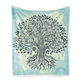 thumbnail image 1 of East Soft Flannel Fleece Throw Blanket, Tree of Life Chinese Bonsai Roots Bohemian Hippie Evil Eye Occult Theme, Cozy Plush for Indoor and Outdoor Use, 50" x 70", Indigo Cream Pale Blue, by Ambesonne, 1 of 6