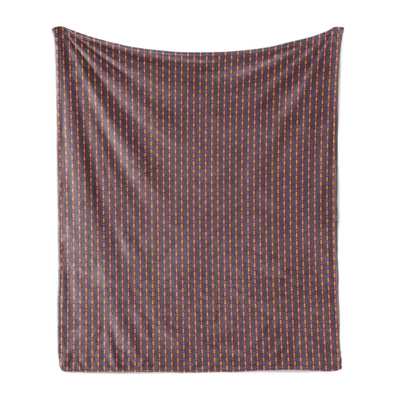 East Soft Flannel Fleece Throw Blanket, Vertical Stripes and Lattice Tile from Prehistoric Cultures, Cozy Plush for Indoor and Outdoor Use, 60" x 80", Multicolor, by Ambesonne