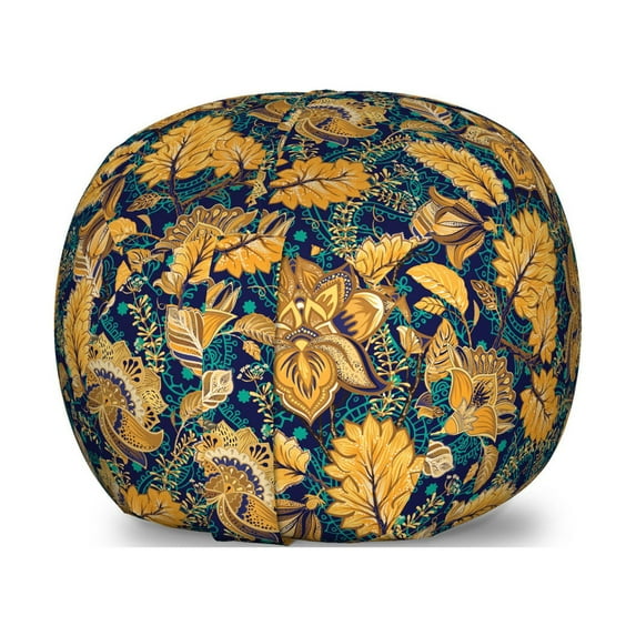 East Storage Toy Bag Chair, Medieval Oriental Flower Motifs Exotic Fantasy Garden Theme Eastern Pattern, Stuffed Animal Organizer Washable Bag, Large Size, Multicolor, by Ambesonne