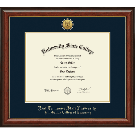 East Tennessee State University Bill Gatton College of Pharmacy Diploma Frame, Document Size 17" x 14"