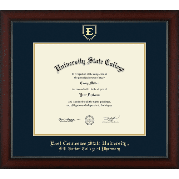 East Tennessee State University Bill Gatton College of Pharmacy Diploma Frame, Document Size 17" x 14"